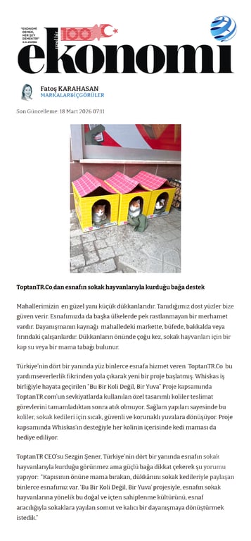 ToptanTR ve Whiskas’tan Anlamlı Proje: "Bu Bir Koli Değil, Bir Yuva"