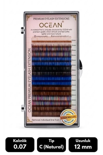 Ocean 0.07c Natural Kıvrım Renkli Mix Soft Eyelash Doğal İpek Kirpik 16'lı