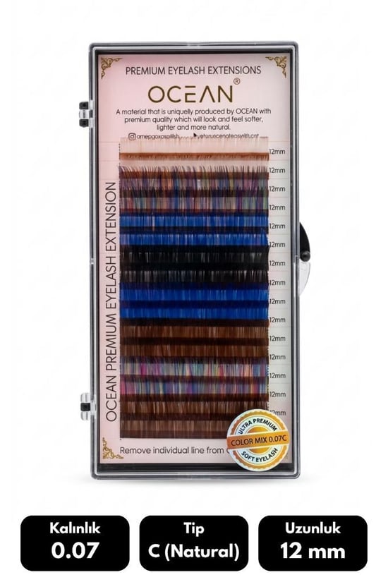 Ocean 0.07c Natural Kıvrım Renkli Mix Soft Eyelash Doğal İpek Kirpik 16'lı
