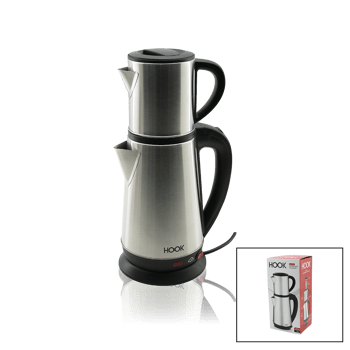 Hook Hk-509 ( Elektrikli ) Çay Makinesi ( Çaycı Set ) ( 1.8lt Su Isıtıcı Pls.+ 0.8lt Demlik ) ( Çelik Taban ) ( 1800w ) ( 360° Gövde )