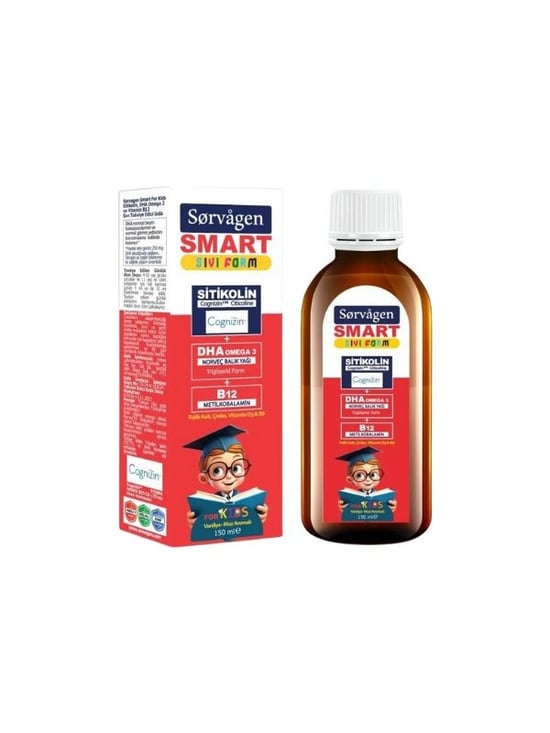 Sorvagen Smart Kids Sivi Form Sitikolin Dha Omega 3 Norveç Balik Yagi ve B12 150 Ml