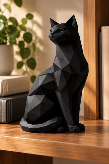 Asil Kedi Figürlü Dekoratif Biblo Siyah