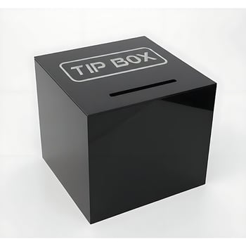 Kare Tipbox - Bahşiş Kutusu Siyah - 14x14xh13cm