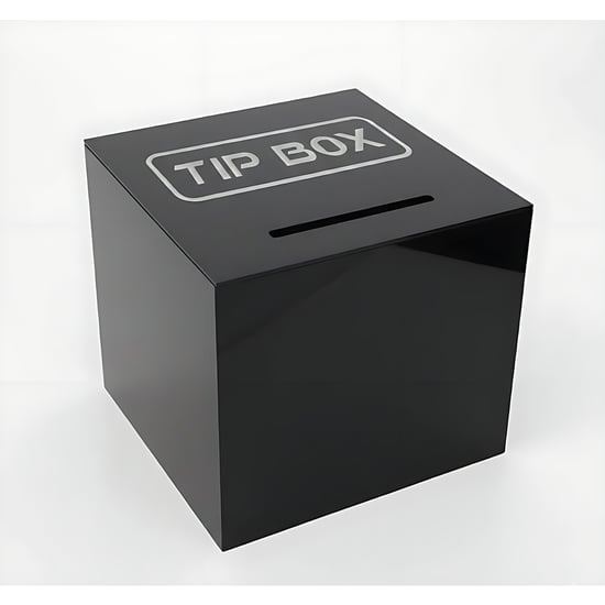 Kare Tipbox - Bahşiş Kutusu Siyah - 14x14xh13cm