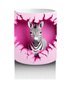 Kalp Desenli Pembe Arka Planda Zebra Baskılı Kahve Kupası Renkli