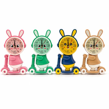 Galaxy-2335 ( Scooter Tavşan ) Çocuk Masa Saat ( Kalem Açacaklı ) ( Plastik Kasa Renkli )