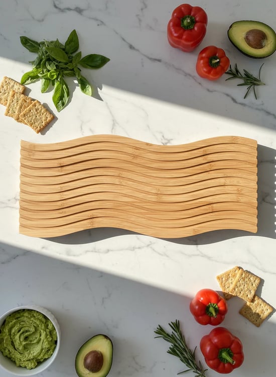 Bambu Oluklu Dalgalı Özel Sunumluk Kahvaltı Sunumluğu/Tabak