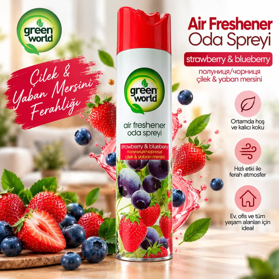 Green World Çilek & Yaban Mersini Oda Spreyi 300 Ml
