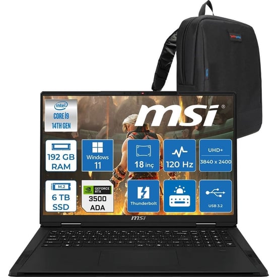 Msı Msı Creatorpro X18 Hx A14vksg-481tr Intel Core I9 14900hx 192gb Ddr5 6tb Ssd Windows 11 Pro Rtx