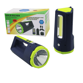 Gold Silver Gs-2677 2in1 ( 30w & 10w Cob Led ) Usb & Oto Şarjlı El Feneri Projektör