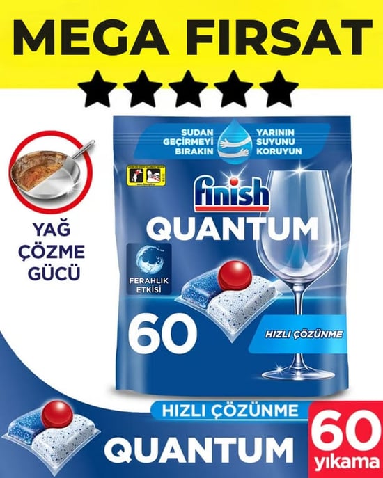 Finish Quantum Hepsi Bir Arada 60 Yıkama Bulaşık Makinesi Tableti