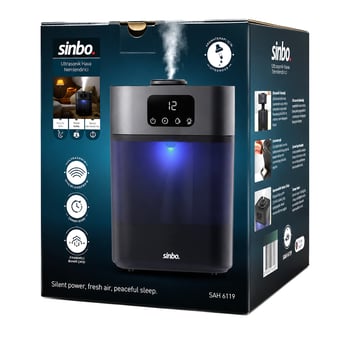Sinbo Sah-6119 ( Siyah ) ( Sessiz Çalışma ) (3 Kademeli Buhar Ayar ) ( 5.5lt Su Hazne & 7 Renk Gece Lamba ) Ultrasonik Hava Nemlendirici