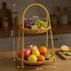 BUFFER® Plastik Rattan İki Katlı Sunumluk–Dekoratif Organizer, Mutfak Meyve,Sebze Sepeti, Banyo Düze
