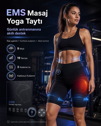 Ems Isıtmalı Masaj Pilates Fitness Tayt 9 Mod 19 Seviye Basenler ve Selülitler İçin