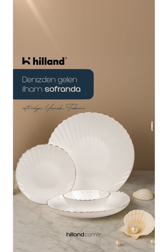 İstiridye Yaldızlı Opal 24 Parça Yemek Takımı 6 Kişilik