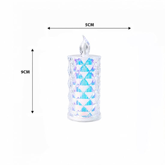 Led Candle Kamp Yakut-13635 ( Küçük Boy= Çap:5cm & Y: 9cm ) ( Pilli ) Led Mum ( Mika Kristal Plastik )