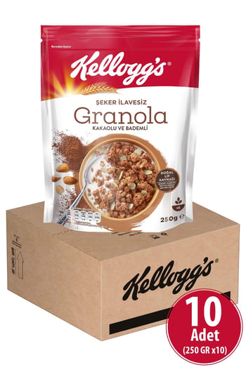 Şeker Ilavesiz Granola Kakao ve Bademli 250x10 ,%43 Yulaf Içerir, Lif Kaynağı