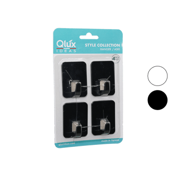 Qlux L-00951 ( 4pcs ) Cloud Askı No-2 ( Siyah & Beyaz Plastik ) ( Yapışkanlı Montaj )