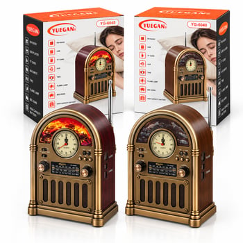 Yuegan Yg-6040 Pl-4733 ( Saatli & İbreli ) Şömineli Radyo & Retro ( Am & Fm & Sw )( Usb & Type-c Sarjlı )( Bt & Tf & Usb ) Speaker
