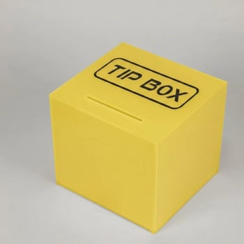 Kare Tipbox - Bahşiş Kutusu Sarı - 14x14xh13cm