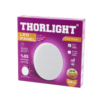 Thorlight S-236 (36w) (22cm) (beyaz) Led Panel (sıva Altı Ayarlı Mandallı) (6400k & 2700lm & 18000 Saat & 2835 Smd)