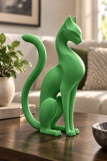 Kedi Anıtı Figürlü Dekoratif Biblo Yeşil