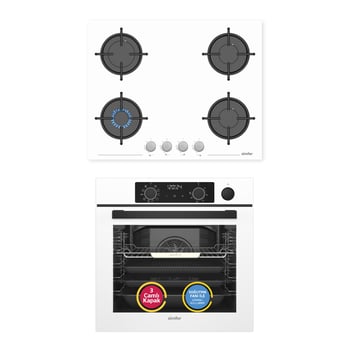 Simfer 11 Fonksiyon Steam Master Beyaz 2'li Ankastre Set (fırın + Ocak)