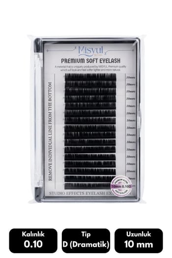 Misyul 0.10d Dramatik Kıvrım 10 Mm Soft Eyelash Doğal İpek Kirpik 16'lı