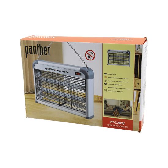 Panther Pt-z20w (dikdörtgen Model) Sinek Öldürücü Cız Makine ( 2x10w ) (masa Üstü & Askı Halkalı) (etki=40m2) (26x38x7cm)