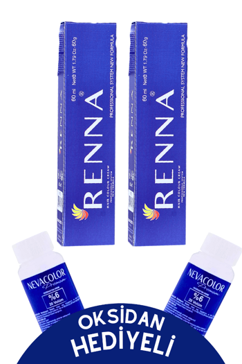 Renna Tüp Boya 60 Ml 6-68 Bronz Kahve 2li Set Oksidan Hediyeli