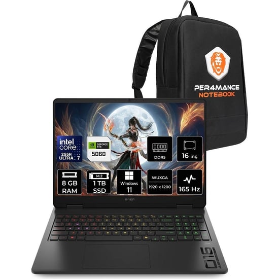 Hp Omen Slim 16 Core Ultra 7 255h Rtx 5060 8gb Gaming Laptop 8gb Ram 1tb Ssd 16" Fhd+ 165hz Win11 Pr