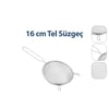 Enfa Enf-1296 ( 16cm ) Tel Süzgeç Metal Saplı ( Kulaklı )