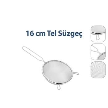 Enfa Enf-1296 ( 16cm ) Tel Süzgeç Metal Saplı ( Kulaklı )