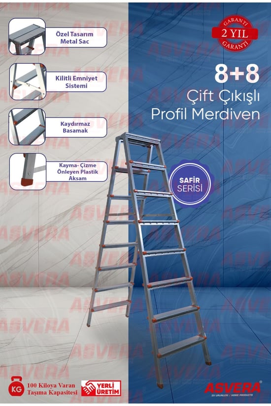 Asvera 8+8 Çift Çıkışlı Profil Merdiven