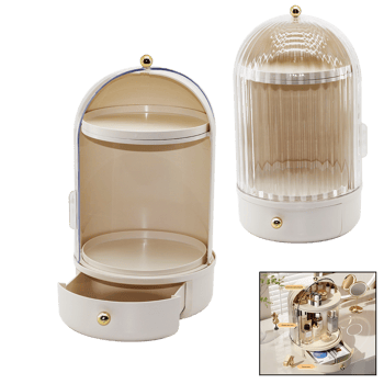 House By House Ur-3459 (vitrin 360°) (ç:21 &y:38cm) Kozmetik Organizer (şeffaf Kapak& Döner Raf) (çekmece+2 Kat)