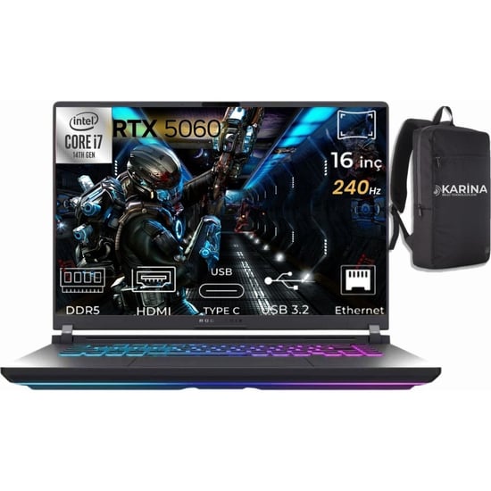 Asus Rog Strix G16 I7-14650hx G615jmr-s5048-k02 48gb 512gb Rtx5060 8gb Freedos 16" 240hz Wqxga Gamin