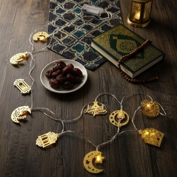 BUFFER® 10 Adet Sarkıtlı Karışık Ramazan Temalı LED Işık – Pilli 2 Metre Ramazan Süsü, İslami Dekora