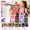 Yakut-14013 ( Renkli & Boyun Asmalı ) ( Plastik & Pipetli ) Spor Matara ( Suluk ) ( 1000ml )