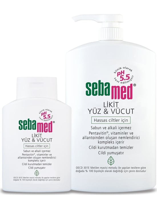 Sebamed Likit Yüz ve Vücut Cilt Kurumasını Önleyen 1000 Ml +200 Ml Dermatolojik Olarak Test Edilmişt