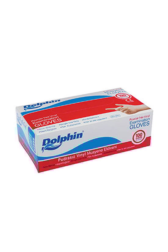 Dolphin Beyaz Vinil Eldiveni Pudrasız M Beden 100 Adet -mdr
