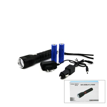 Gold Orion Or-83 ( 2in1 ) ( Zoomlu El Feneri & Cob Led ) ( Fiş & Çakmak Şarjlı ) ( Metal Kasa ) ( 17cm ) ( 3000 Lumen )