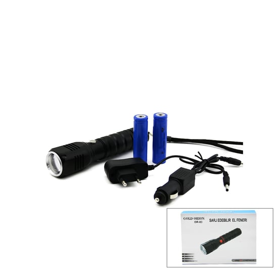 Gold Orion Or-83 ( 2in1 ) ( Zoomlu El Feneri & Cob Led ) ( Fiş & Çakmak Şarjlı ) ( Metal Kasa ) ( 17cm ) ( 3000 Lumen )