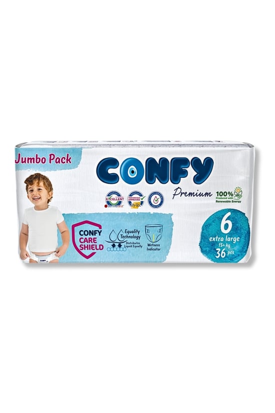 Confy Premium 6 Numara Bebek Bezi Extralarge +15 Kg 36 Adet