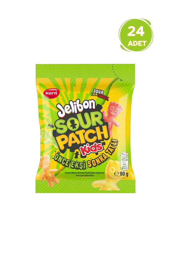 Jelibon Sour Patch Kids Karışık Meyve Aromalı Şekerleme 80 gr - 24'lü Paket