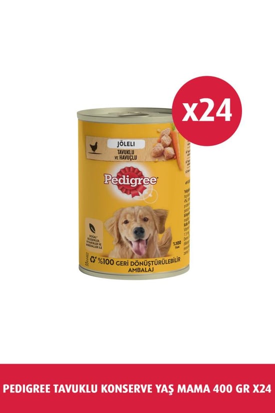 Pedigree Tavuklu Konserve Köpek Yaş Mama 400 Gr X24
