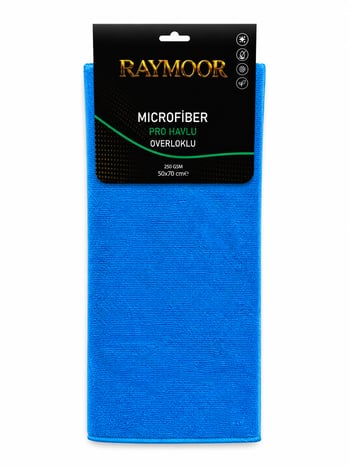 Raymoor 250 Gsm Mikrofiber Pro Havlu Overloklu Bez 50x70 Cm Profesyonel Araç Kurulama ve Detay Temizlik Bezi