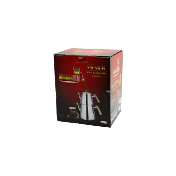 Hünkardem Pramit ( Mini Boy ) Çelik Çaydanlık Seti & Takımı ( Renkli Bakalit Kulp ) ( Üst Demlik: 0.9lt & Alt Suluk: 1.5lt ) ( Kendinden Süzgeçli )