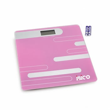 İ11-024 ( Dijital & Pilli ) ( Renkli Cam ) Cam Banyo Baskül Terazi Tartı ( Lcd Ekran ) ( 180kg/50gr ) ( 26x26cm )