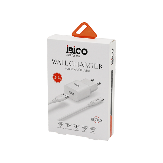 İb-3003 ( Usb To=( Type-c ) (set) (ev Başlık + Kablo=1mt) Telefon Şarj (hızlı) ( 3.0a ) (9v-12v )