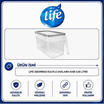 Life Sızdırmaz Saklama Kabı Kulplu 3.60